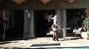 MILF Gives Blowjob Behind Cameras