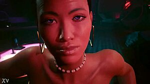 in cyberpunk 2077, the bold beauty seduces as a seductive muse hooker for intense prostitute sex scenes.