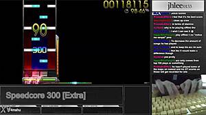 I love playing osu mania with jhlee0133 speedcore at 300 dt and 95.06 score.