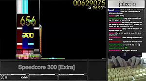 I love playing osu mania with jhlee0133 speedcore at 300 dt and 95.06 score.