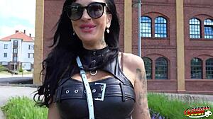 german scout - inked big tits milf evi sky pickup and fuck at model casting