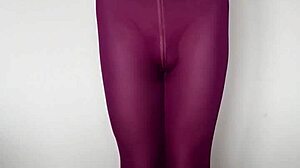 Check out the cum on these burgundy leggings