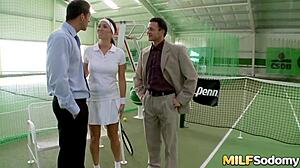 Hot milf lea magic gets double penetrated at the tennis court