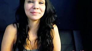 Cute Brunette Sabrina Teases With Juicy Cock Play