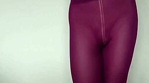 Check out the cum on these burgundy leggings