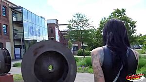 german scout - inked big tits milf evi sky pickup and fuck at model casting