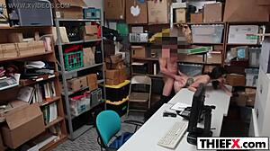 Nailing hot teen stealer at work