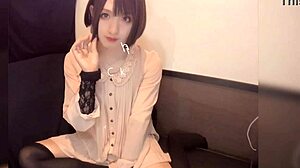 why does cute japanese shemale with short hair hide intense anal fucking during solo session?