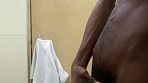 busting a huge cumshot in public toilet with big black cock
