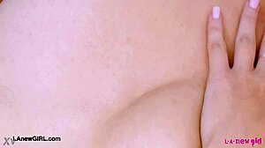 personal pov of alluring brunette amateur showing her adorable petite body in solo massage