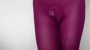 Check out the cum on these burgundy leggings