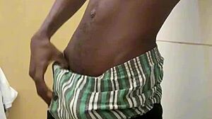 busting a huge cumshot in public toilet with big black cock