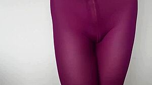 Check out the cum on these burgundy leggings