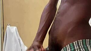 busting a huge cumshot in public toilet with big black cock