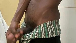 busting a huge cumshot in public toilet with big black cock