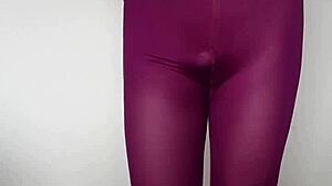 Check out the cum on these burgundy leggings
