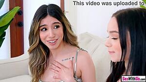 babysitter joins threesome with big cock stud and his tiny stepsis