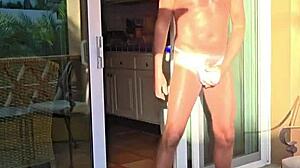 Pervy Guy STRETCHES on BALCONY During VACATION!