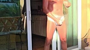 Pervy Guy STRETCHES on BALCONY During VACATION!