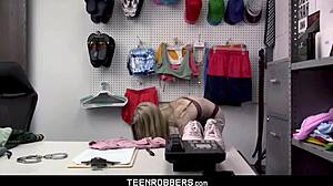 emma starletto, teen robber, with security guard in office