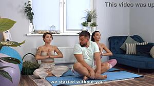 Inked Yoga Instructor Lured Into Anal Threeway With Couple