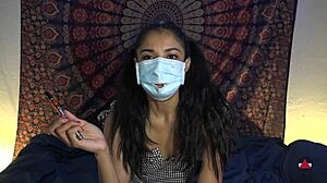 Amateur Babe Removes Hospital Mask To Perform Deepthroat And Face Fucking On Cock