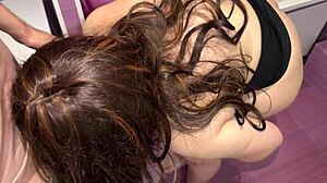 Mature Milf Washes in Bathroom, Gets Anal Fucked and Blowjob