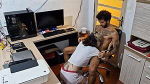 Insomniac Girl Gives Blowjob to Older Stepbrother