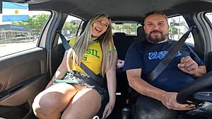the most beautiful transsexual from argentina gets in the car and causes trouble on the streets of buenos aires with baby jazmin