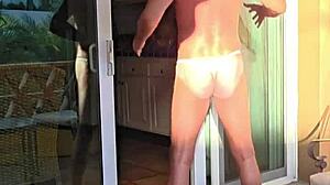 Pervy Guy STRETCHES on BALCONY During VACATION!