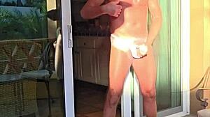 Pervy Guy STRETCHES on BALCONY During VACATION!