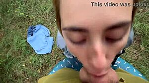 Oh, she's so cum hungry in the forest!