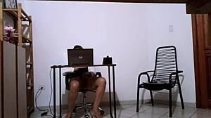 Secretary Masturbates Solo Before Fucking Client In Office Roleplay With Clothes Ripped