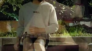 Shemale Ting Xuan Pees Outdoors Removes Underwear Masturbates In Park