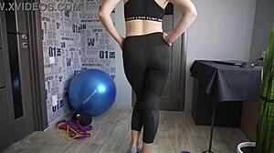Fitness Girl Shows Off In Tight Leggings During Yoga Session