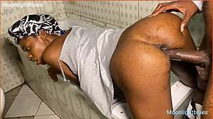 One time sex with lucky skinny plumber by the pool, featuring big black cock in homemade video.