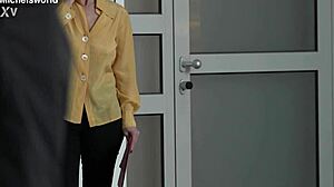 petite wife acts as blindfolded slave with big natural tits exposed braless downblouse in public outdoor lingerie scene