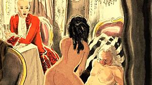 Vintage erotic art with hairy beaver pussy!