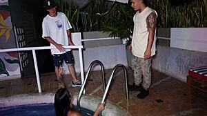 humiliating my friend by fucking his curvy latina girlfriend and cumming in his mouth as he watches