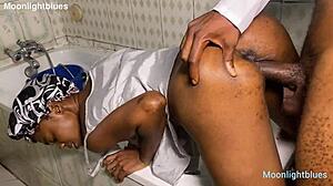 One time sex with lucky skinny plumber by the pool, featuring big black cock in homemade video.