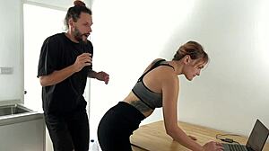 Horny girlfriend tied up and cum covered