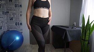 Fitness Girl Shows Off In Tight Leggings During Yoga Session