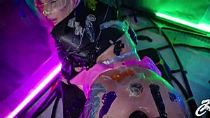 Blonde whore moans as dildo destroys asshole!