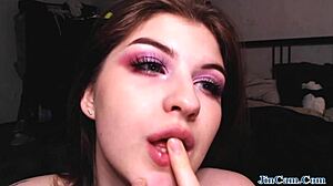 babe begs for cum on face in hot webcam show part 3