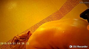 Spy Camera Captures Nude Tits in Shower with Hidden View