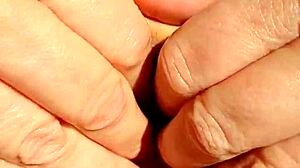 Maturemons Intensely Fingers and Spreads Her Bald Cunt Close Up