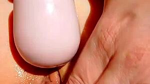 Maturemons Intensely Fingers and Spreads Her Bald Cunt Close Up