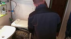 Can the repairman satisfy the sexy mature wife while her husband sleeps? Then he wakes and joins.