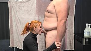 hot redhair girl kisses my belly then blowjob