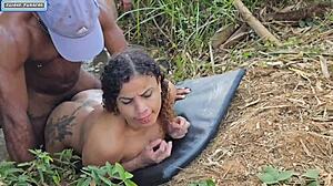 hung guys fuck girl in forest to dp in her ass 😈